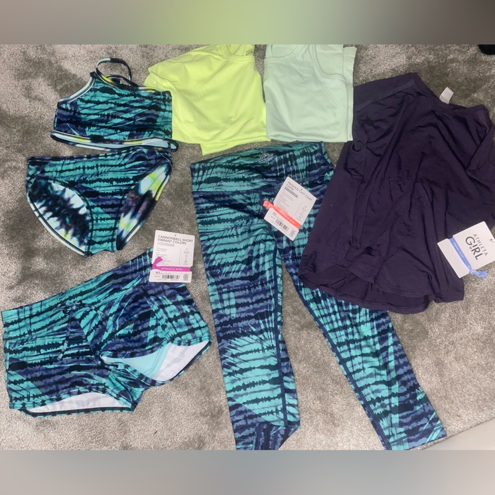 Athleta Kids Matching Set - Blue and Green Tie-Dye